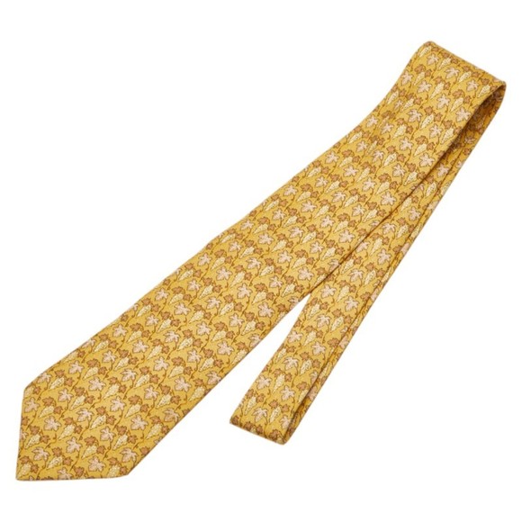 Hermes Grape Tie, Yellow, Brown, Multicolor, Silk, Men's - Picture 1 of 4